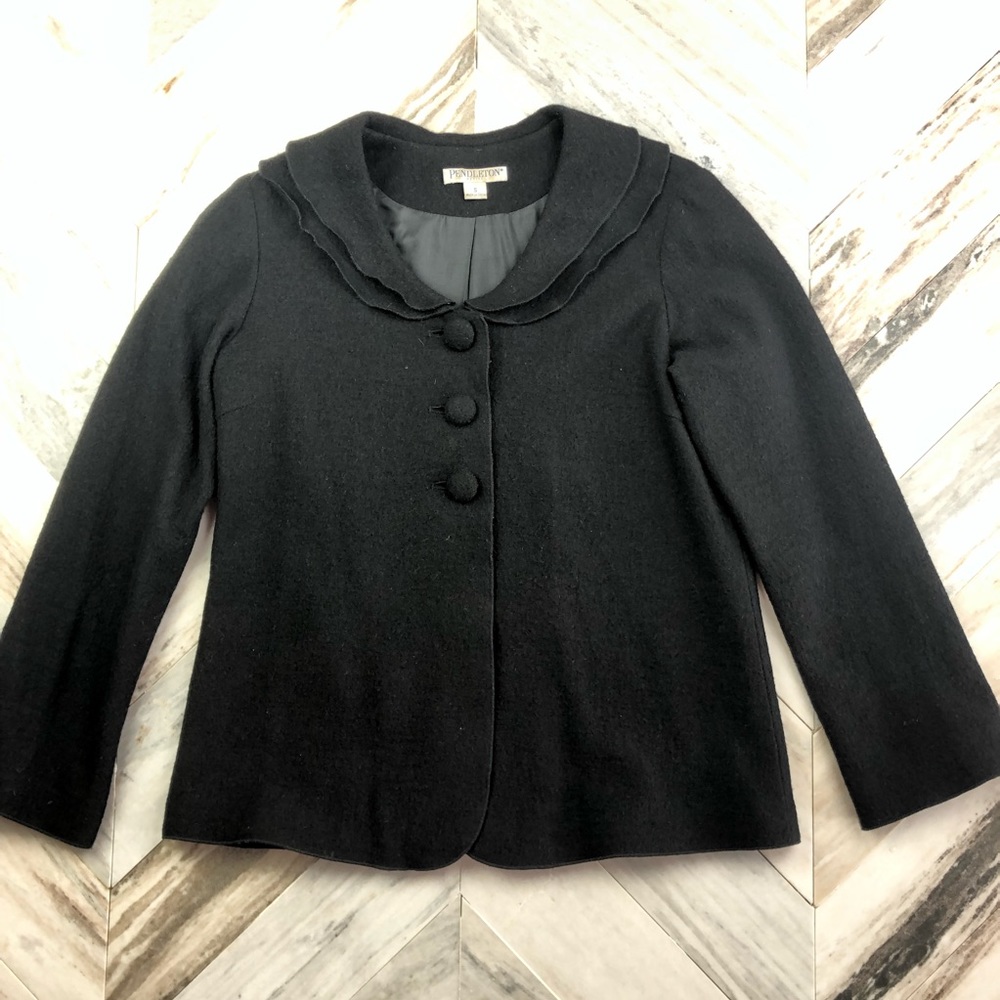 Pendleton Black Wool Coat Jacket Size Small